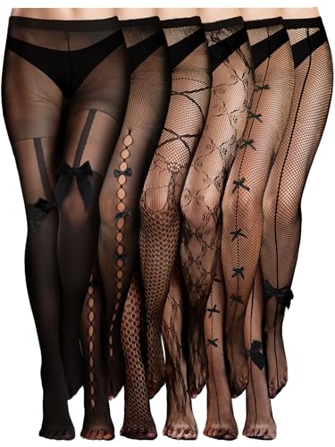 Bencailor 6 Paires Bas Résille Femme Collant Résille à Nœud Leggings Résille Gothique...