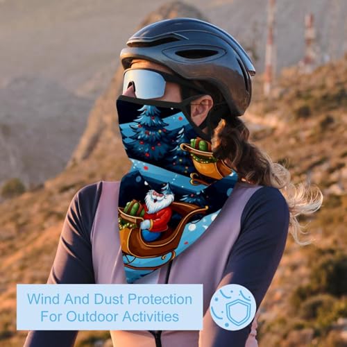 4 Pack Christmas Sleigh Neck Gaiter Face Cover Scarf, Breathable Sun & Wind-proof for Skiing Fishing Hiking Cycling2
