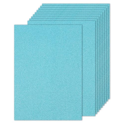 PATIKIL 10 Hojas de Papel de Cartulina con Purpurina, 22 x 28cm, 250 g/m², Rectángulo, para Manualidades, Álbumes de Recortes, Tarjetas, Proyectos de Arte, Bodas y Fiestas Azul Claro