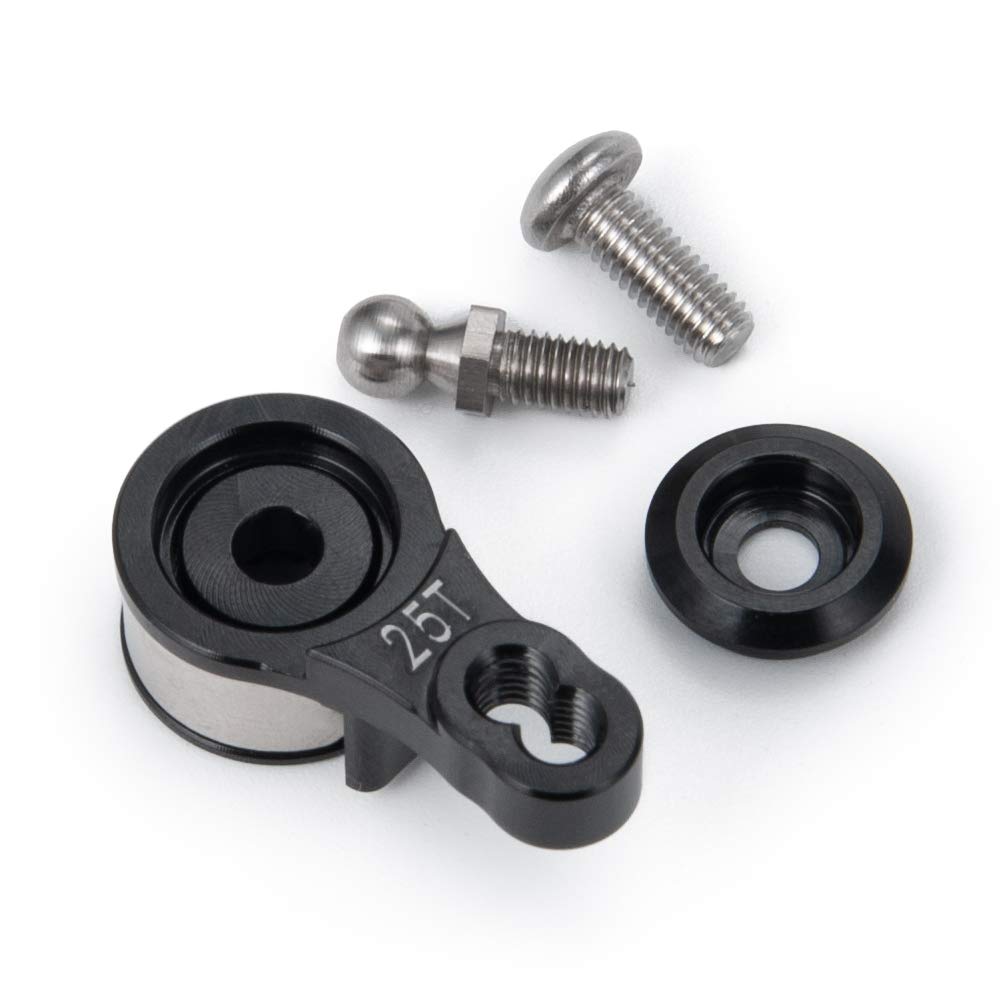 WEFEINO 2PCS Alloy 25T Steering Servo Arm Horn Upgrade Parts for 1/10 RC Tra-xxas TRX-4 Crawler Car (Black)