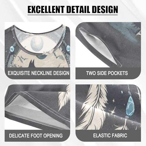 senya Short Sleeve Pajamas Sets Summer Cotton Sleepwear Dream Catcher Forest Wolf4