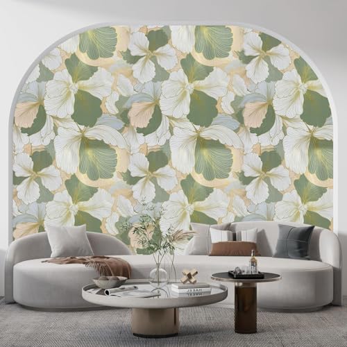 Image of VKR Green Floral Peel and Stick Wallpaper, Self Adhesive Waterproof PVC Wall Sticker for Home, Living Room, Bedroom and Office (45 x 300 cm)