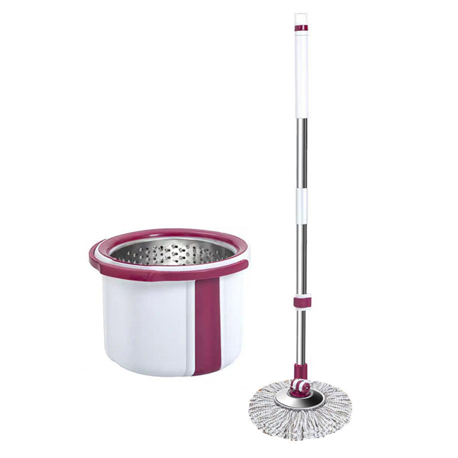 Hhhxkkuo Spin Mop with Bucket, Hands-Free Wet Dry Mop System, All-In-One Single Bucket with Built-In Wringer, Lazy Mop, Includes 5 Mop Heads