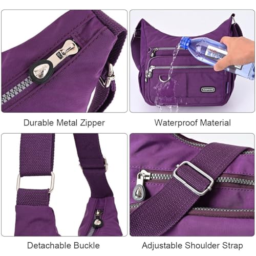 Crossbody Bag for Women Multi Pocket Shoulder Handbags Purse Waterproof Nylon Messenger Bag Ladies Travel Bag4