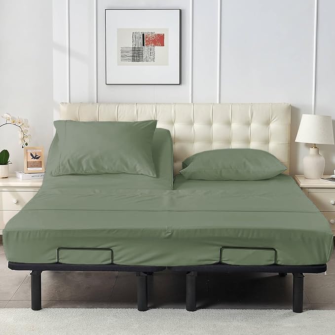 Top Split California King Size Sheet Set for Split-Head Adjustable Bed 34 Split at Top 4Pcs 800 Thread