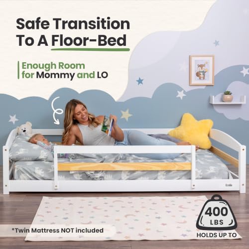 Image of Twin Floor Bed with Safety Guardrails, 2 Openings and 14 supportive slats