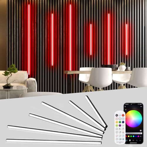 Lichaser RGB Tira LED Negras Empotradas para Panel Acústico, 6 WiFi Tiras LED Paneles Insonorizacion Compatibles con Alexa y App, Adhesiva Luz para Panel Madera Acustico (2 * 40+2 * 60+2 * 90 cm)