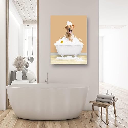 Miniatura 4 de Fotos personalizadas de mascotas, lienzo para pared, diseño de perro lindo y gato en tina, divertidos animales coloridos, decoración de pared de