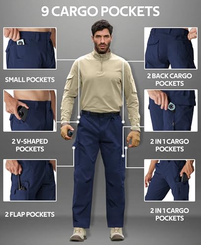 MOURCE Ripstop Work Pants for Men Stretch - Water Resistant Quick Dry Mens Tactical Pants with 9 Pockets4