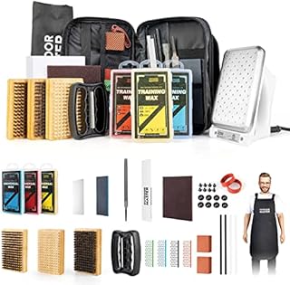 OutdoorMaster Ski Snowboard Tuning and Waxing Kit with Waxing Iron,Universal Wax,Edge Tuner,Brush,Wax Scraper,Ptex,Fixer Screw,Rubber Band (Black, XL-Upgrade)