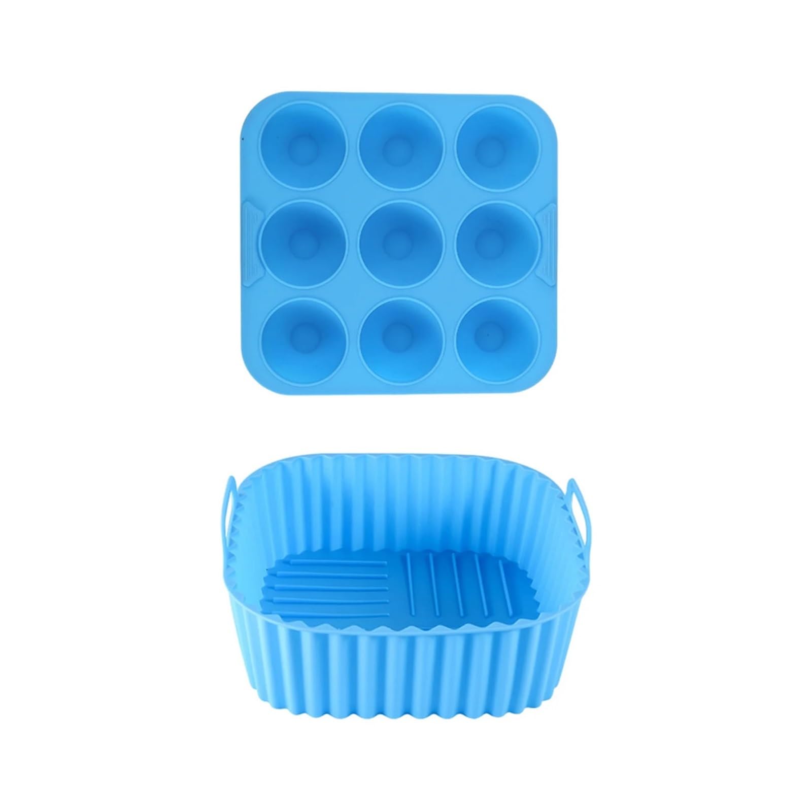 Revestimiento de silicona for freidora de aire de 2 piezas for cocina | Reutilizable, cuadrado, antiadherente, fácil de limpiar, apto for alimentos.(Blue)