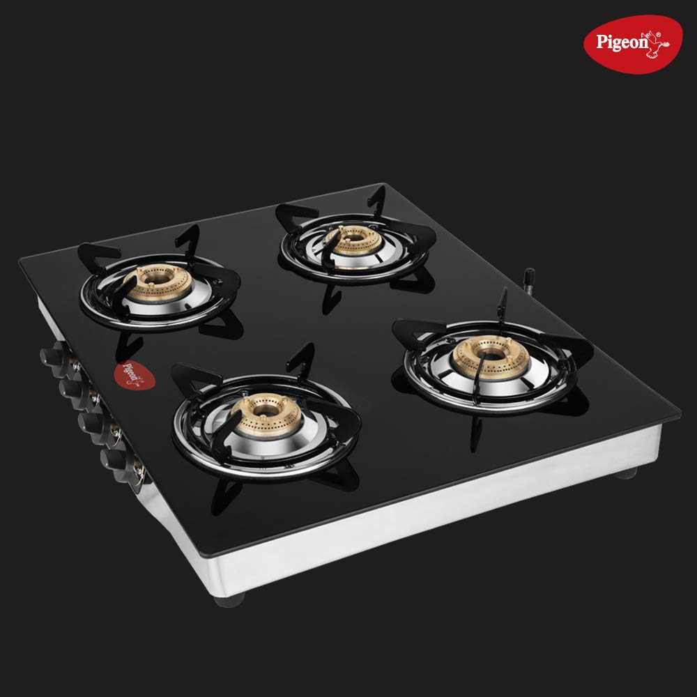 Buy Pigeon by Stovekraft Favourite Blackline Smart Glass Top 4 Burner