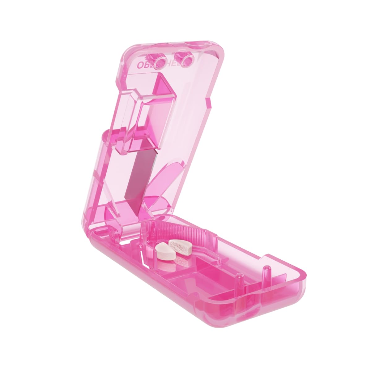 Ezy Dose Pill Cutter &amp; Splitter, Built-in Pill Dispenser, Pink