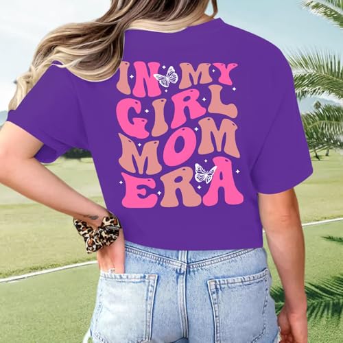 Image of Mama Shirts for Women in My Girl Mom Era Shirt Funny Letter Printed Graphic Tees Casual Tops