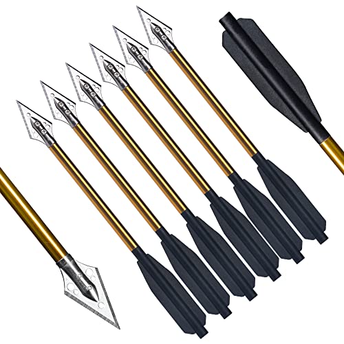 LWANO Mini Crossbow 6.3" Crossbow Bolts Hunting Target Arrows Steel Tips Crossbow Arrows for 50-80lb (Gold)