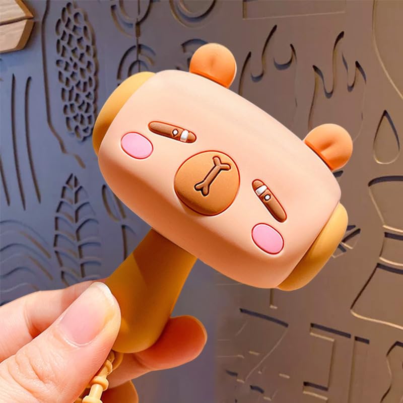 Image of SAJANI Cute Cartoon Hammer Choo Choo Keychain With Sound For Kids, Shake Left Right Musical Beep Hammer Toy, Soft Grip Cartoon Handheld Sensory Keychain For Babies & Toddlers