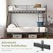 Cyranture Bunk Beds Twin Over Full Size, Heavy Duty Bunk Beds with Bottom Space & Guardrail Metal Bunk Bed Frame for Aldults Dorm Bedroom Guest Room, No Box Spring Needed（Upgrate Black）