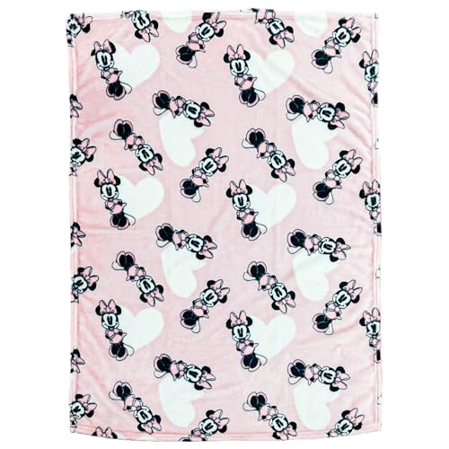 Minnie Mouse Blanket | Minnie Mouse Throw Blanket | Minnie Mouse Baby Blanket Soft Plush Fleece | Pink Throw Rug 30 x 40 | Pink/White | Officially Licensed