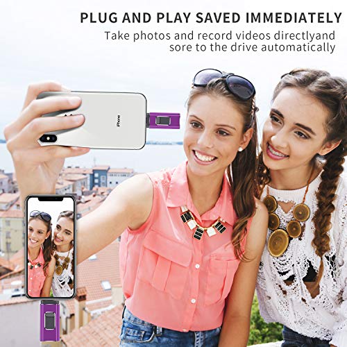 USB Flash Drive for iPhone 1000GB, iPhone Memory Stick, iPhone Photo Stick External Storage for iPhone/PC/iPad/Android and More Devices with USB Port (1000GB, DD-Purple)