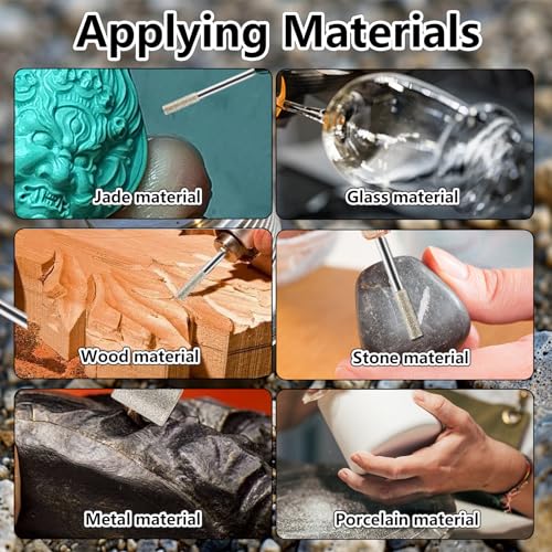 Diamant Fräser Set Körnung 150, 12 Stück Diamant Frässtifte, Steinfräser, Diamant Fräser mit 3mm Schaft Passform für Stein Glas Keramik Schnitzen,Schleifen,Hartmetallfräser, Diamantschleife