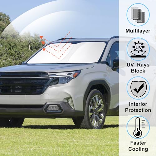 Image of Windshield Sun Shade Custom Fit for 2025 2026 S-ubaru Forester Accessories Foldable Sunshade Sun Blocker Protect Car from Sun Rays & Heat Damage Keep Car Cooler