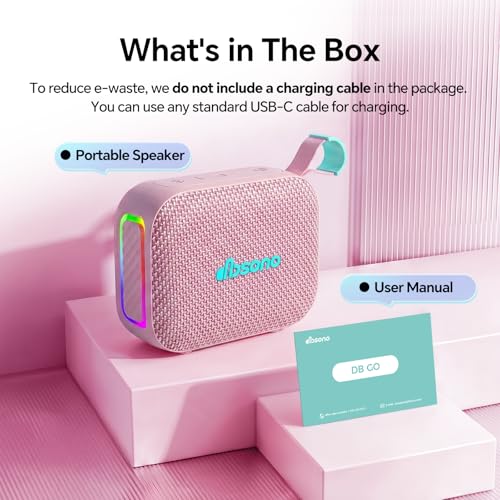 Portable Bluetooth Speaker Waterproof Gift: IPX5 HD Sound Up to 24H Playtime, TWS Pairing, Wireless Speakers with Lights, Mom Gifts, Outdoor|Travel| Camping|Pool|Beach Essentials Accessories-Pink