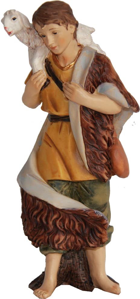 dekoprojekt Krippenfigur Hirte mit Schaf auf Schulter