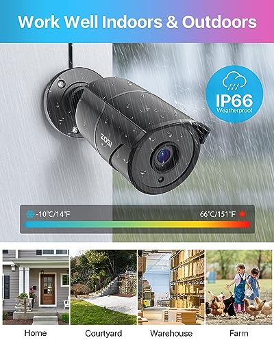 Image of ZOSI 4 Pack 1080p Home Security Cameras with Audio Recording,Built-in Microphone,2MP 1920TVL HD-TVI Outdoor Indoor CCTV Cameras with 120ft IR Night Vision Weatherproof Surveillance Bullet Camera