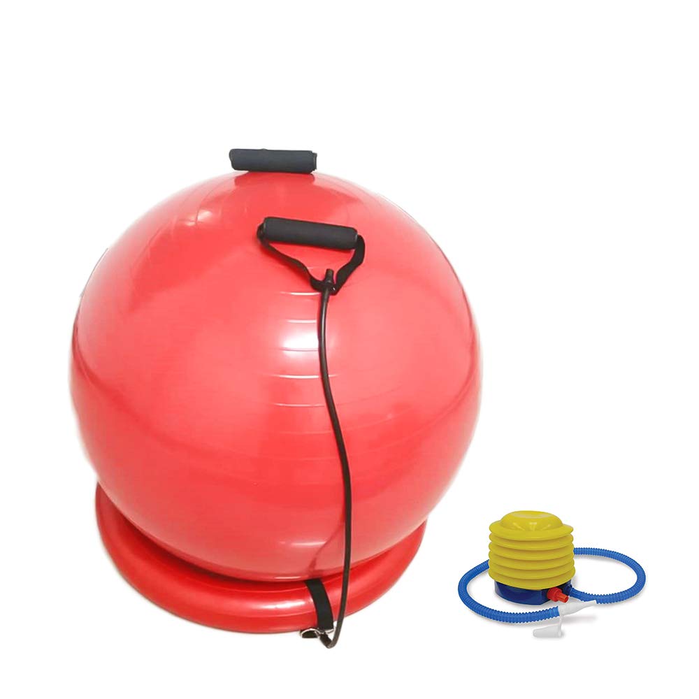 Caojinyu Yoga Ball with Base for Home and Office Desk, Exercise Ball with Leak-proof Design, Flexible Seating with Pump for Fitness Pregnancy Birthing Physio Balance Pilates, Improves Balance