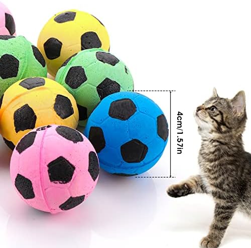 cobee Sponge Cat Balls Toy, 10 Pieces 4 cm Large Cat Toy Balls Foam Soccer Toy Balls Activity Cat Play Toy Interactive Ball Toy for Indoor Cat Kitten