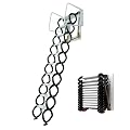 Alloy Steel Attic Stairs 11.5ft Kit, 660lbs Capacity Reinforced Folding Loft Ladder with Top Handles, Professional S-Bend Extension Stairs for Garage Loft Storage(3-3.5M)