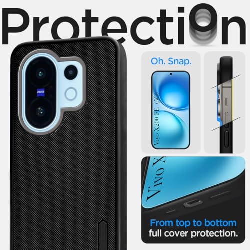 Image of Jkobi Back Cover Case for Vivo X200 FE (Textured Grip Design | Micro-Fiber Cloth Inside | Slim and Light Weight | Soft Touch and Feel | Black)