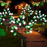 Glooglitter 4 Pcs ST Patricks Day Solar Pathway Lights Outdoor Decorations 28