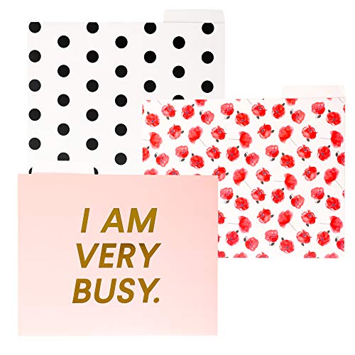 Decorative Gold Foil File Folders - 12-Count Colored File Folders Letter Size, 1/3-Cut Tabs, Includes Cute Designs And Gold Foil Font, Office Supplies File Filing Organizers, 9 X 11.5 Inches #TOP7