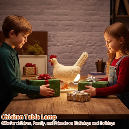 Lámpara de mesa con luz LED tactil, diseño de gallina miniatura 7