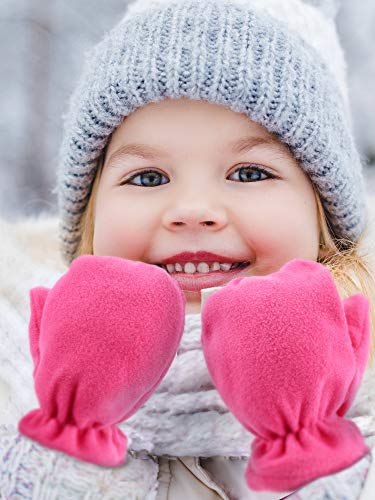 3 Pairs Baby And Toddler Winter Mittens Newborn Infant Fleece Warm Mittens Snow Gloves For Baby Boy And Girl (Pink, Rose Red, Purple, 3-5 Years) #TOP4