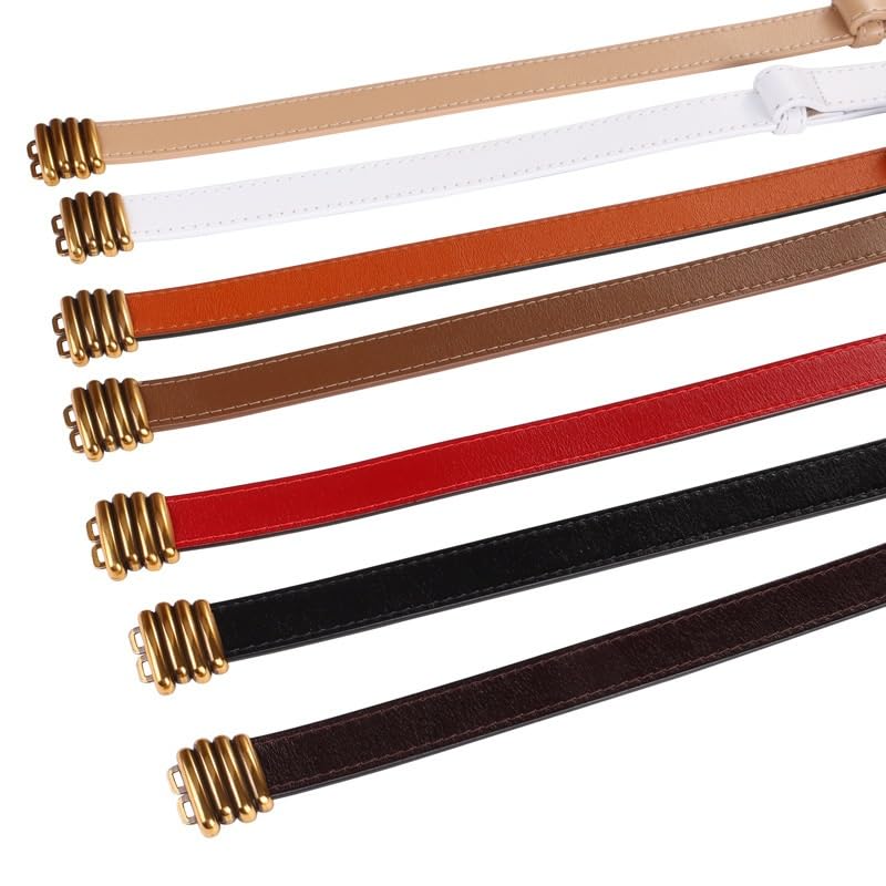 HBJWOV Adjustable Belt for Matching Suit Dress Belt for Women's Decoration with Waist Cinching Buckle Small Belt(White-Dinosaur Doodle4)4