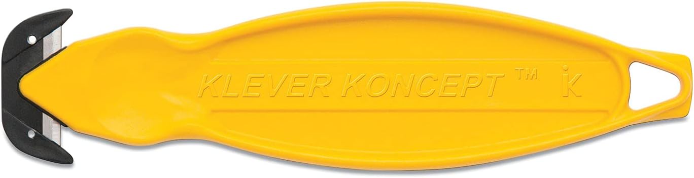 Klever Koncept Safety Cutter, 5.75" Plastic Handle, Yellow, 10/Pack