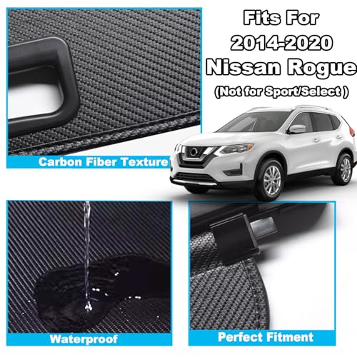 Image of Cargo Cover for 2014-2020 Nissan Rogue Accessories S SV SL Platinum,Carbon Fiber Texture Retractable Trunk Cover Privacy Security Screen Luggage Shield Shade(Not for Sport /Select)