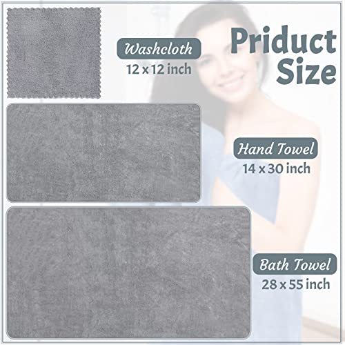 Reginary EO-REGINARY-722 Microfiber Bath Towels Set 4 Pack Soft Bath Towels 4 Pack Hand Towels 4 Pack Washcloths Microfiber Coral Velvet Highly Absorbent Towel Quick Dry Towel Sets thumb #1