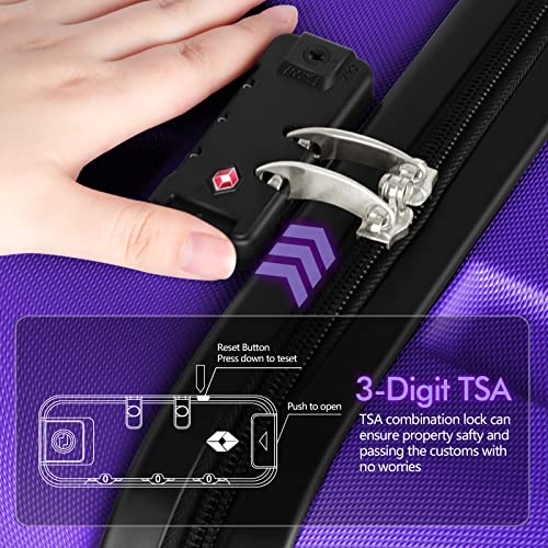 Image of AnyZip Luggage PC ABS Hardside Lightweight Suitcase with 4 Universal Wheels TSA Lock 20 24 28 Inch, Violet Purple, 20 inch Carry-On, Spinner Wheels