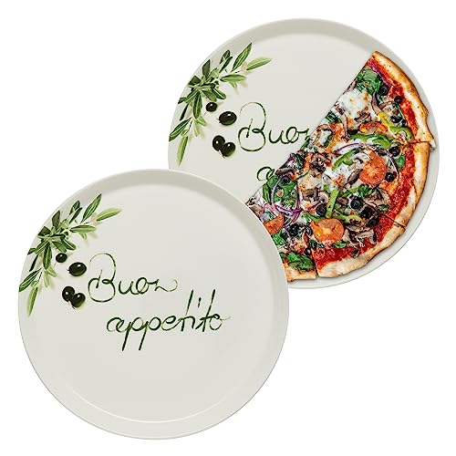 KHG 2er set Pizzateller, extra groß mit 30cm Durchmesser in Buono...