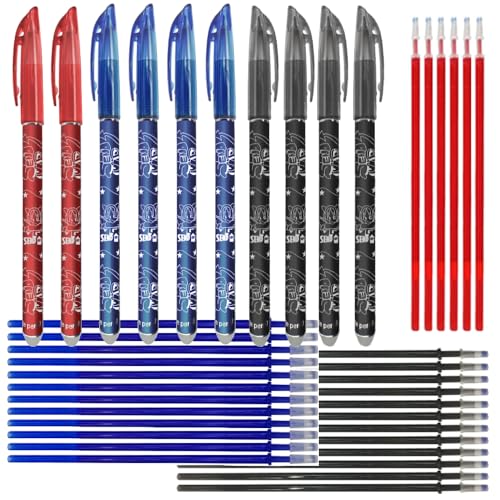 Joyan – 4 Penne Cancellabili Con 10 Ricariche – Punta 0,35 Mm – Inchiostro Nero E Blu – Design Animali Per Bambini – Cancelleria Scuola