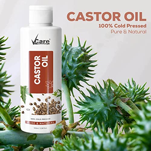 Image of VCare Ayurvedic Hair Growth Vitalizer and Pure Castor Oil 100ml for Women and Control Dandruff, Itching, Reduces Hair Fall, Eyelashes Ideal For All Type Skin Hair Care 1+1 Combo