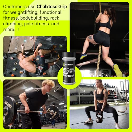 Image of Chalkless Grip Enhancer - Premium Liquid Chalk Alternative & Less Mess Hand Chalk for Weightlifting, Powerlifting, Yoga, Gaming, Climbing, and More, Non-Toxic Long-Lasting & Reliable