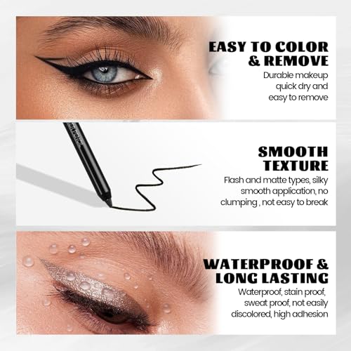Set de 6 delineadores gel mate y metálico, tonos marrón y negro miniatura 3