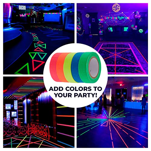 18Ft Fluorescent Adhesive Tape Neon Tape - 5Pcs Glow In The Dark Gaffers Tape Color Pack 0.5 In Wide - Gaffer Tape Multi Colored Duct Tape Multipack Blacklight Tape Art Crafts Neon Fluorescent Tape #TOP3
