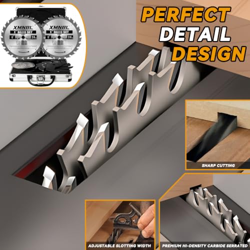 Image of 6 inch Pro Dado Set for Table Saw,Flat Bottom Grooves,from 1 /4 inch to 13 /16 inch Inch