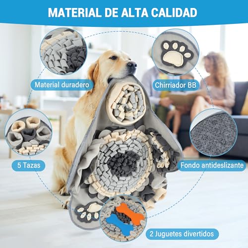 Kolamom Schnüffelteppich für Hunde, Schnüffelmatte mit 2 Knochen Spielzeug, Waschbar Futtermatte für Hunde Anti Stress Schnüffelmatte Spielteppich Für kleine & Große Hunde