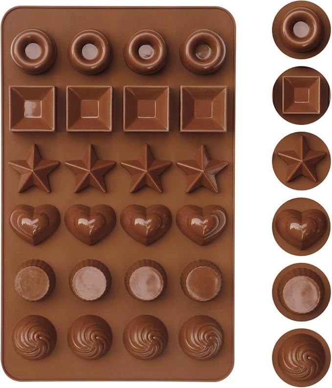 HUSAINI MART | Chocolate Molds Silicone 1Pcs Cute Candy Molds 24 Cavities Deep Chocolate Candy Mold for Baking Bite Size Peanut Butter Cup Mold Ice Jello Soap Mold for Handmade Chocolate